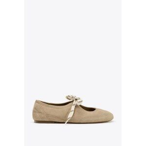 ZARA SPLIT SUEDE LACE-UP BALLERINAS